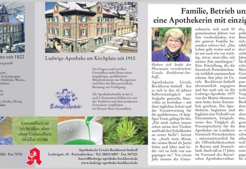 Familie, Betrieb, Ehrenamt: Das Garmischer Tagblatt portraitiert Ursula Bockhorni-Imhoff - Ludwigs-Apotheke Partenkirchen